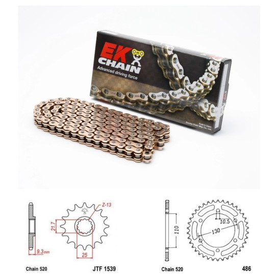 Řetězová sada EK QX-ring GOLD KAWASAKI Z 500 rok 24-26 