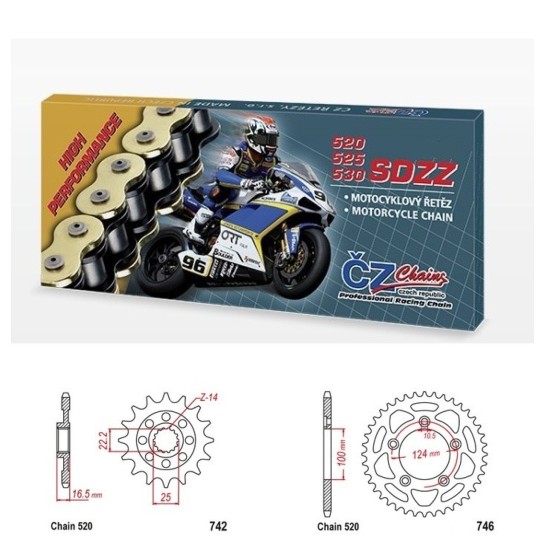 Řetězová sada s ČZ HX-ring SILVER DUCATI 800 Scrambler Full Throttle (Next-Gen) rok 23-26 
