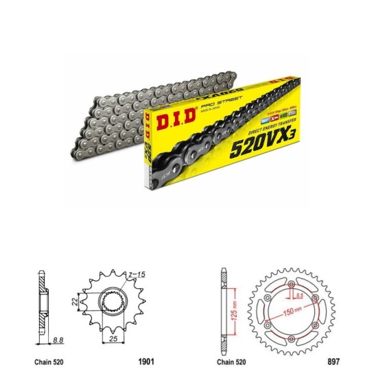 DID Řetězová sada D.I.D X-ring GAS GAS MC 250 rok 22-26 
