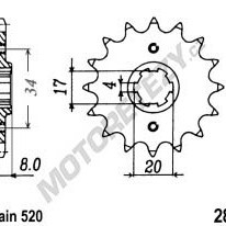 Řetězové kolečko HONDA CB 250 Night Hawk rok 91-97, 99-08