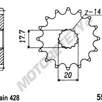 Řetězové kolečko YAMAHA DT 125 X rok 05-06