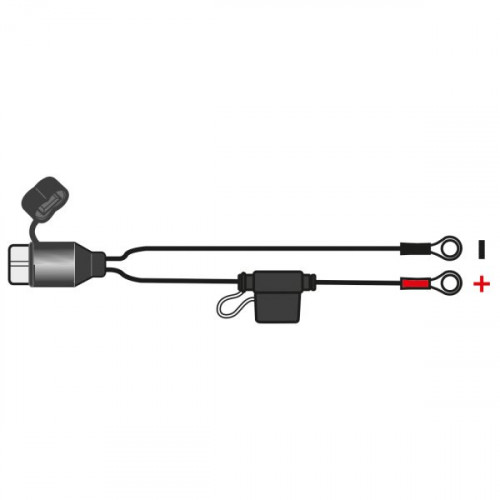 Prodloužený kabel s očkovými klipy a pojistkou, OXFORD (délka kabelu 0,5 m)