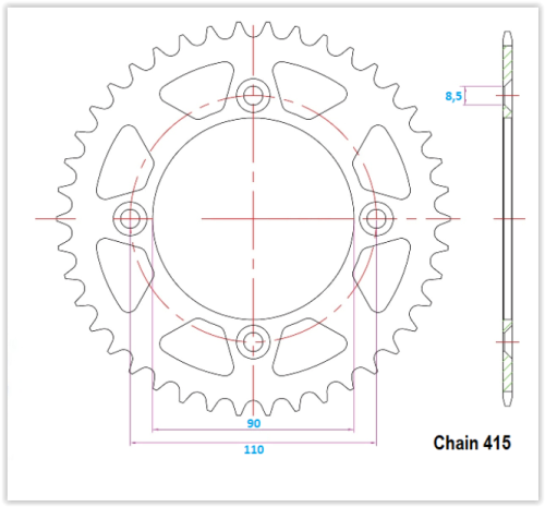 Rozeta KTM 50 SX rok 14, 21