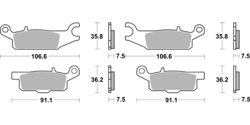 Sada brzdových destiček SBS SI přední YAMAHA YFM 250 R-X Raptor rok 09-14