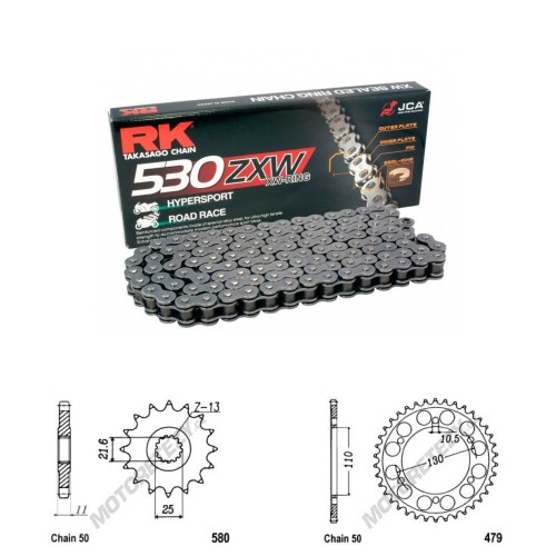 Řetězová sada RK ZW-ring YAMAHA FZ6 Fazer rok 04-09