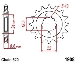 Řetězové kolečko KTM 390 Enduro R rok 25-26