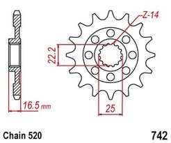 Řetězové kolečko DUCATI 800 Scrambler Full Throttle (Next-Gen) rok 23-26