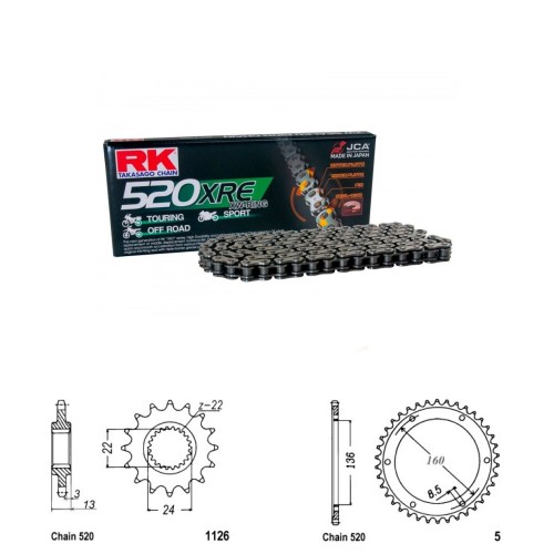 Řetězová sada RK W-ring APRILIA 650 Pegaso rok 92-97