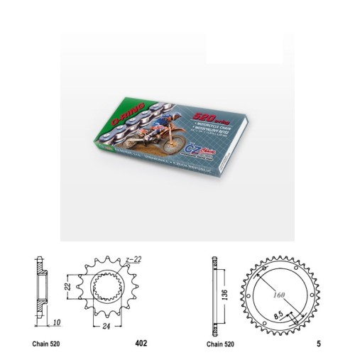 Řetězová sada s ČZ O-ring APRILIA 650 Pegaso rok 01-04