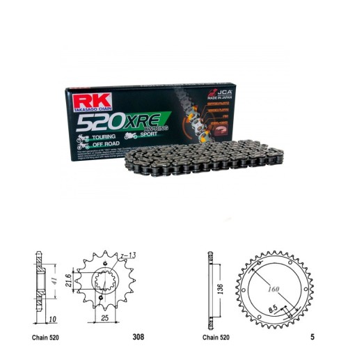 Řetězová sada RK W-ring APRILIA 650 Pegaso Trail rok 07-10