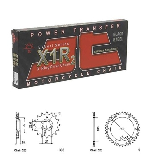 Řetězová sada JT X-ring APRILIA 650 Pegaso Trail rok 07-10