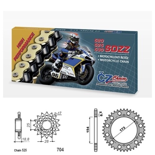 Řetězová sada s ČZ HX-ring Silver APRILIA 1000 RST Futura rok 01-04