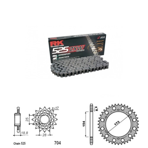 Řetězová sada RK ZW-ring APRILIA 1000 RST Futura rok 01-04
