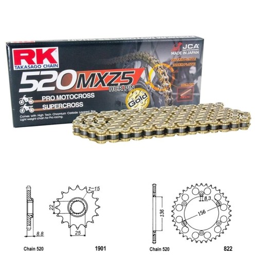 Řetězová sada RK MXZ5 GOLD BETA 350 RR rok 05-12
