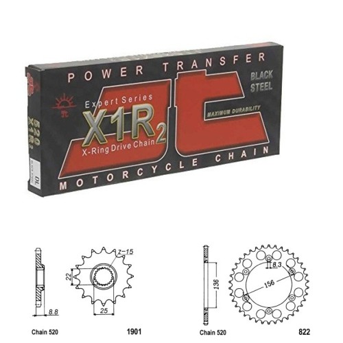 Řetězová sada JT X-ring BETA 450 RR rok 05-09