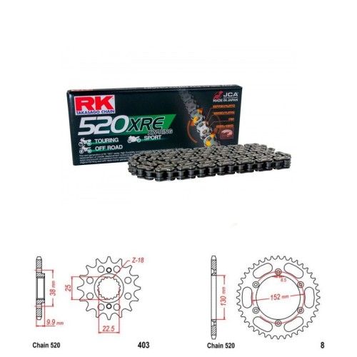 Řetězová sada RK W-ring BMW G 450 X rok 07-10