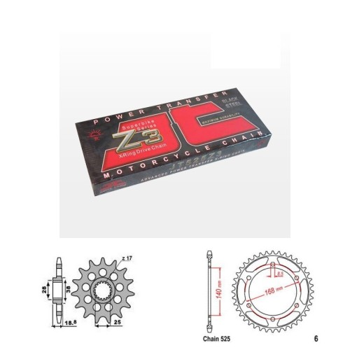Řetězová sada JT ZX-ring BMW F 800 R rok 09-10