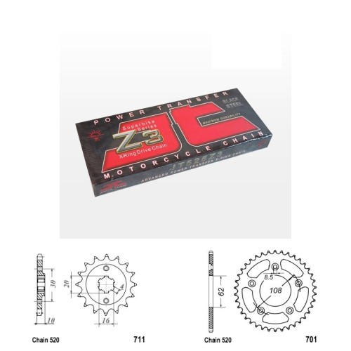 Řetězová sada JT ZX-ring CAGIVA 125 Mito rok 04-10