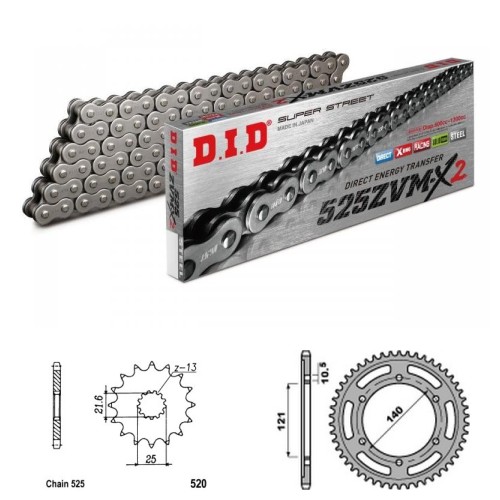 DID Řetězová sada D.I.D XX-ring CAGIVA 650 Raptor / V-Raptor rok 01-06