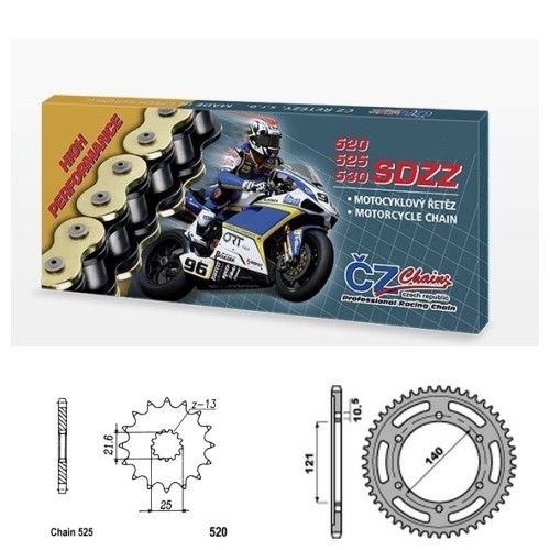 Řetězová sada s ČZ HX-ring Silver CAGIVA 650 Raptor / V-Raptor rok 01-06