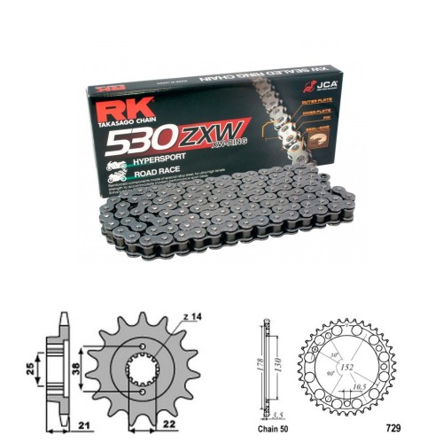 Řetězová sada RK ZW-ring CAGIVA 750 Elefant rok 93-98