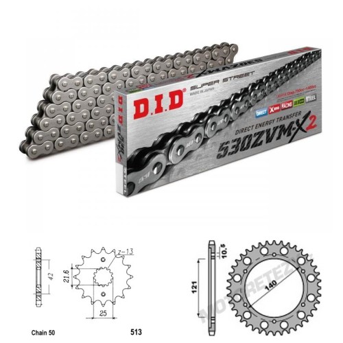 DID Řetězová sada D.I.D XX-ring CAGIVA 1000 Raptor / V-Raptor rok 01-04