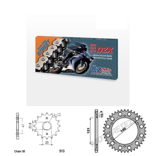 Řetězová sada s ČZ X-ring CAGIVA 1000 Raptor / V-Raptor rok 01-04