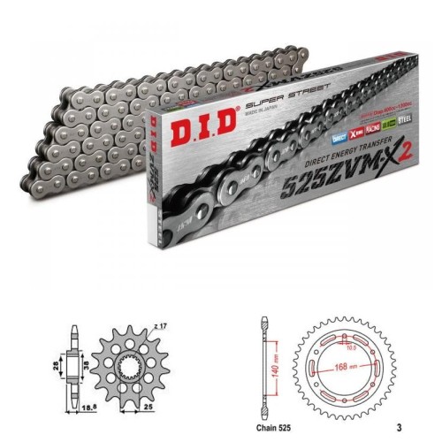 DID Řetězová sada D.I.D XX-ring BMW F 800 R rok 11-14