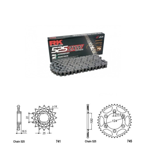 Řetězová sada RK ZW-ring DUCATI 1000 SS DS (05-06) rok 05-06