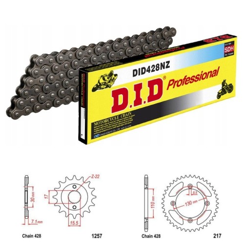 DID Řetězová sada D.I.D NZ HONDA CR 85 řetěz 428 rok 05-07