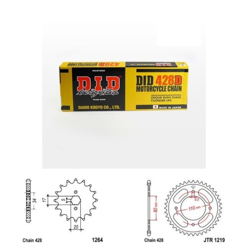 DID Řetězová sada D.I.D standard HONDA CBF 125 rok 09-14