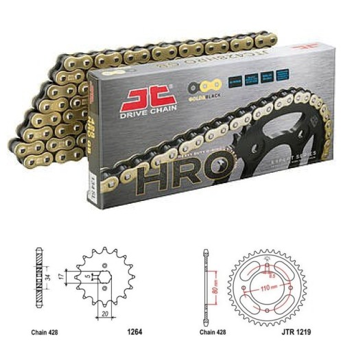 Řetězová sada JT O-ring GOLD HONDA CBF 125 rok 09-14