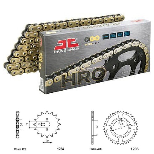 Řetězová sada JT O-ring GOLD HONDA CBR 125 R rok 04-10