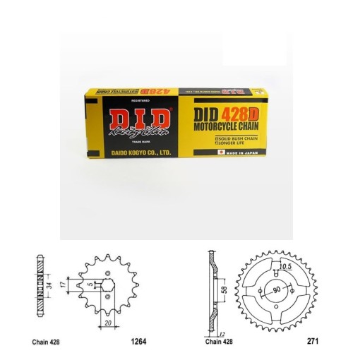 DID Řetězová sada D.I.D standard HONDA CLR 125 W,X,Y Cityfly rok 98-03