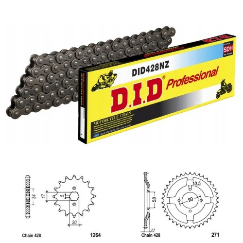 DID Řetězová sada D.I.D NZ HONDA CLR 125 W,X,Y Cityfly rok 98-03