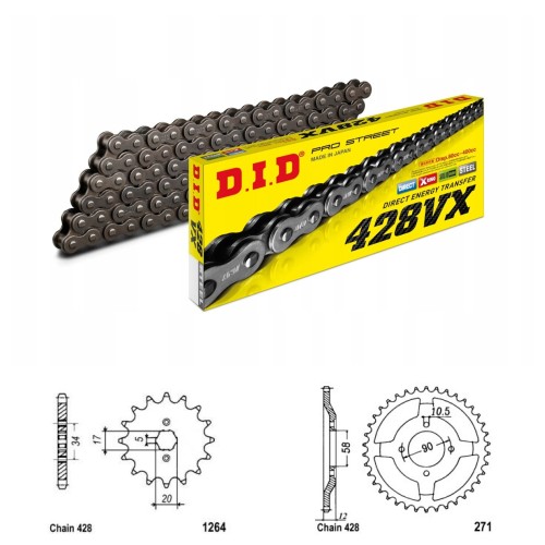 DID Řetězová sada D.I.D X-ring HONDA CLR 125 W,X,Y Cityfly rok 98-03