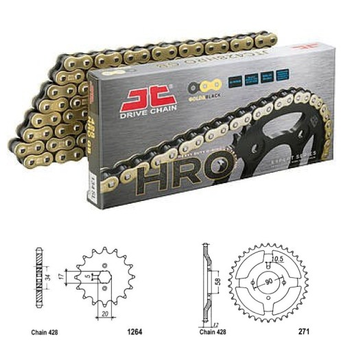 Řetězová sada JT O-ring GOLD HONDA CLR 125 W,X,Y Cityfly rok 98-03
