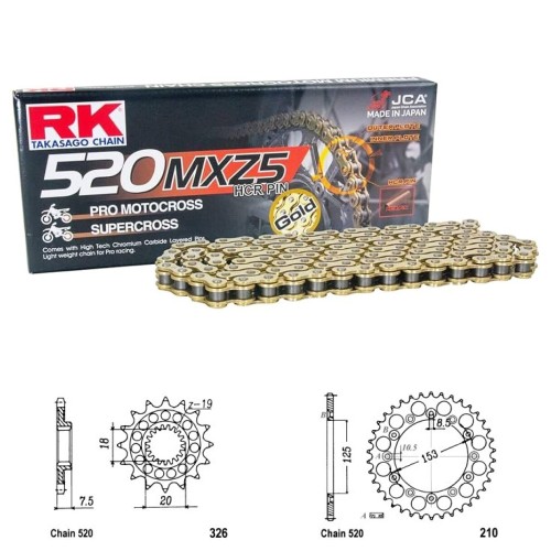 Řetězová sada RK MXZ5 GOLD HONDA CR 125 R  rok 00-02