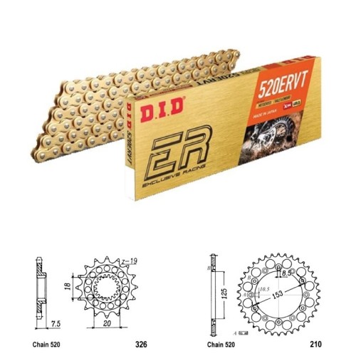 DID Řetězová sada D.I.D X.ring Exclusive Racing GOLD HONDA CR 125 R  rok 00-02