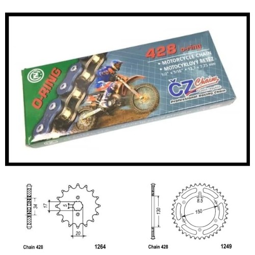 Řetězová sada s ČZ O-ring HONDA XLR 125 R rok 98-02