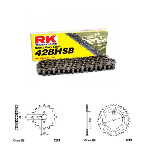 Řetězová sada RK HSB Heavy Duty HONDA XLR 125 R rok 98-02