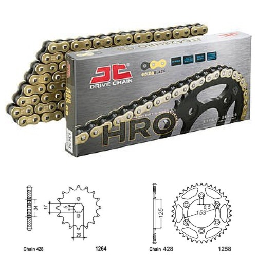 Řetězová sada JT O-ring GOLD HONDA XR 125 L rok 03-08