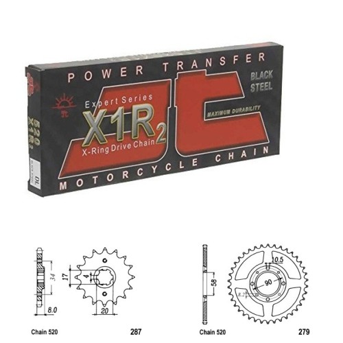 Řetězová sada JT X-ring HONDA CB 250 Night Hawk rok 91-97