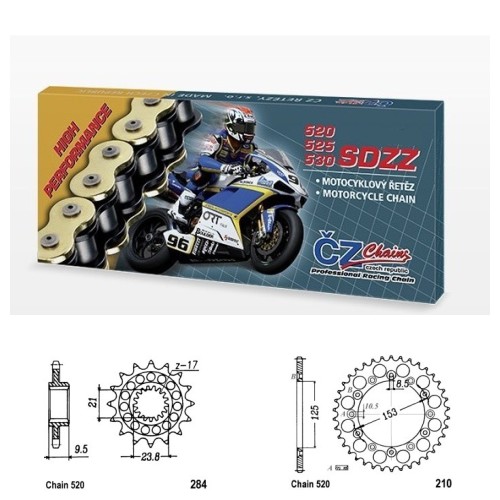 Řetězová sada s ČZ HX-ring SILVER HONDA CR 250 R rok 02