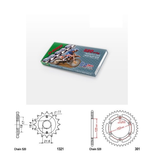 Řetězová sada s ČZ O-ring HONDA CRF 250 L rok 13-21