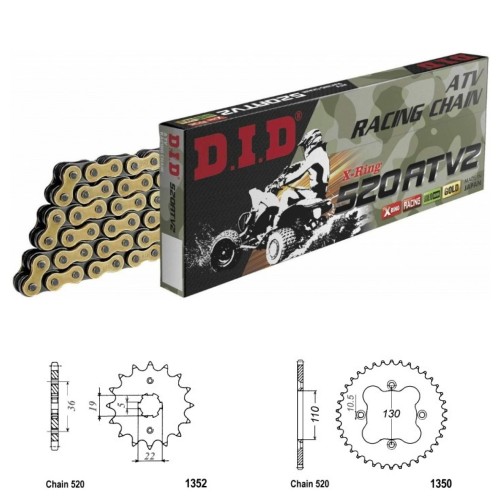 DID Řetězová sada D.I.D X-ring GOLD HONDA TRX 300 EX Fourtrax rok 93-00