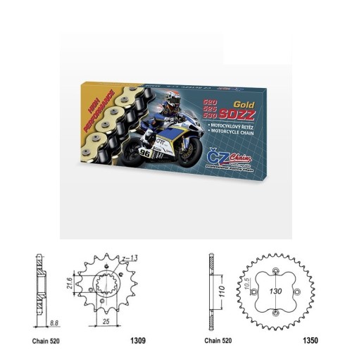 Řetězová sada s ČZ HX-ring GOLD HONDA TRX 400 EX Sportrax rok 05-08