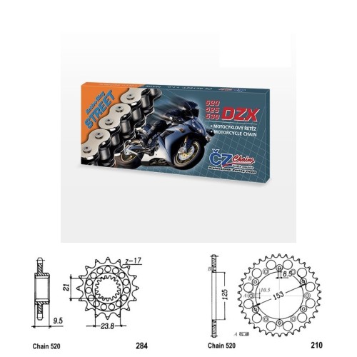 Řetězová sada s ČZ X-ring HONDA CRF 450 R rok 02-03