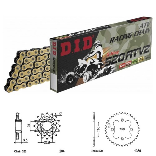 DID Řetězová sada D.I.D X-ring GOLD HONDA TRX 450R rok 04-05