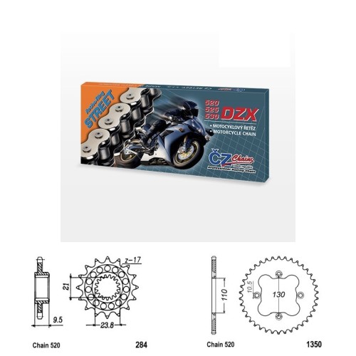 Řetězová sada s ČZ X-ring HONDA TRX 450R rok 06-08